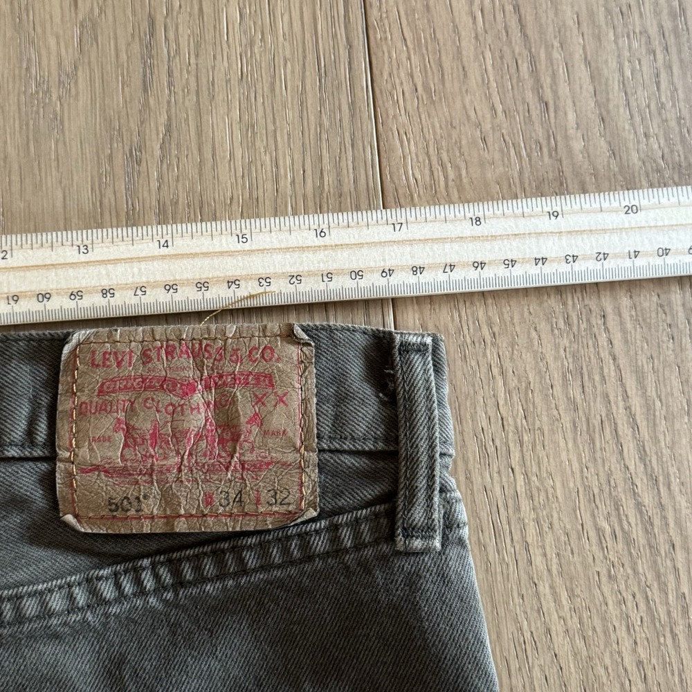 Vintage Levis 501xx Jeans Mens 34x32 Made in USA Olive Green Denim Military - Picture 13 of 15